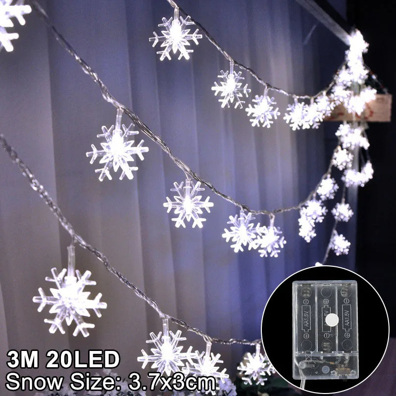Snowflake LED Light Christmas Decorations for Home Hanging Garland Christmas Tree Decor Ornament 2025 Navidad Xmas Gift New Year