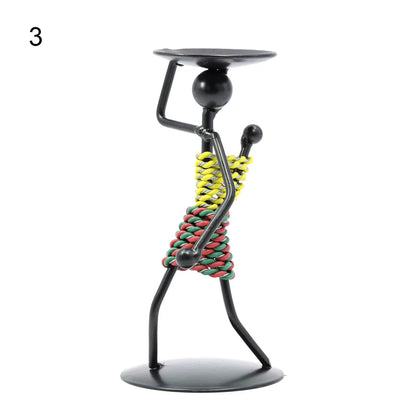 Nordic Metal Candlestick Abstract Character Sculpture Candle Holder Decor Handmade Figurines Home Christmas Decoration Art Gift