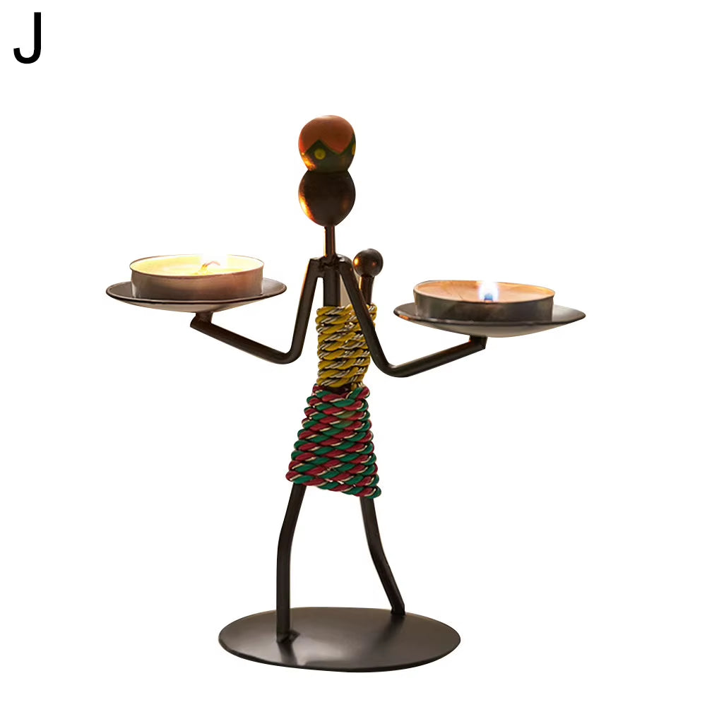 Nordic Metal Candlestick Abstract Character Sculpture Candle Holder Decor Handmade Figurines Home Christmas Decoration Art Gift