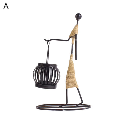 Nordic Metal Candlestick Abstract Character Sculpture Candle Holder Decor Handmade Figurines Home Christmas Decoration Art Gift
