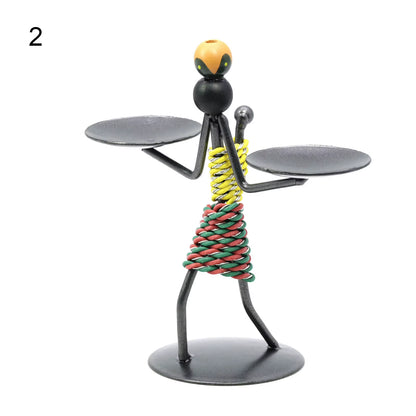 Nordic Metal Candlestick Abstract Character Sculpture Candle Holder Decor Handmade Figurines Home Christmas Decoration Art Gift