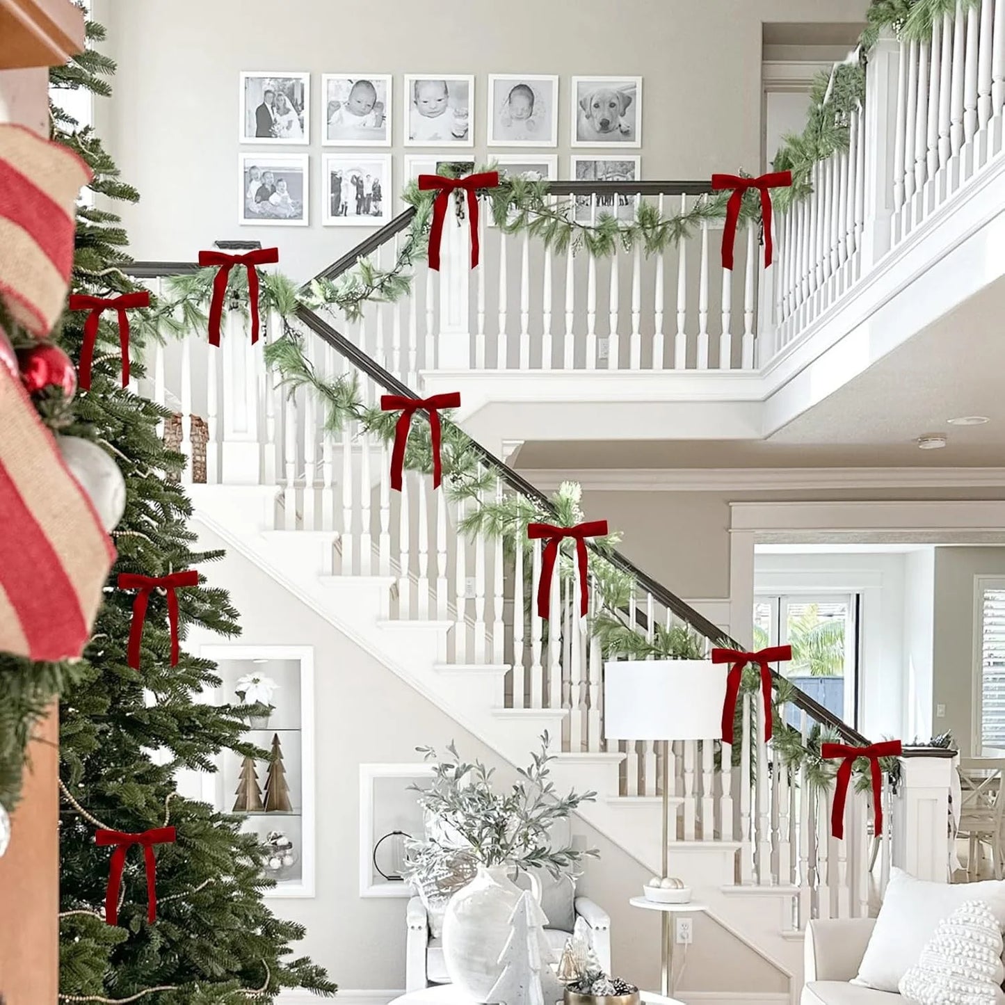 Red Velvet Christmas Bows – Set of 12 Premade Holiday Bows for Wreaths, Christmas Tree, Garland, Gift Wrapping, Indoor & Outdoor Decorations