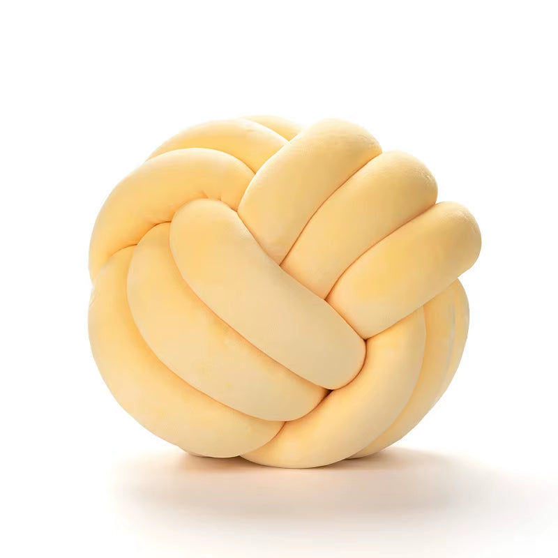 Art Decor Knot Ball Throw Pillow Handmade Soft Velvet Big Cushion Modern & Cozy Decorative Christmas Cushion for Home Sofa White