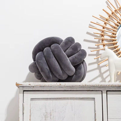 Art Decor Knot Ball Throw Pillow Handmade Soft Velvet Big Cushion Modern & Cozy Decorative Christmas Cushion for Home Sofa White