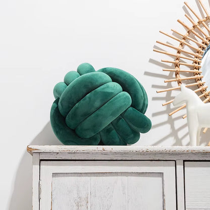 Art Decor Knot Ball Throw Pillow Handmade Soft Velvet Big Cushion Modern & Cozy Decorative Christmas Cushion for Home Sofa White