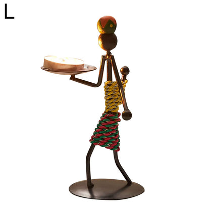 Nordic Metal Candlestick Abstract Character Sculpture Candle Holder Decor Handmade Figurines Home Christmas Decoration Art Gift