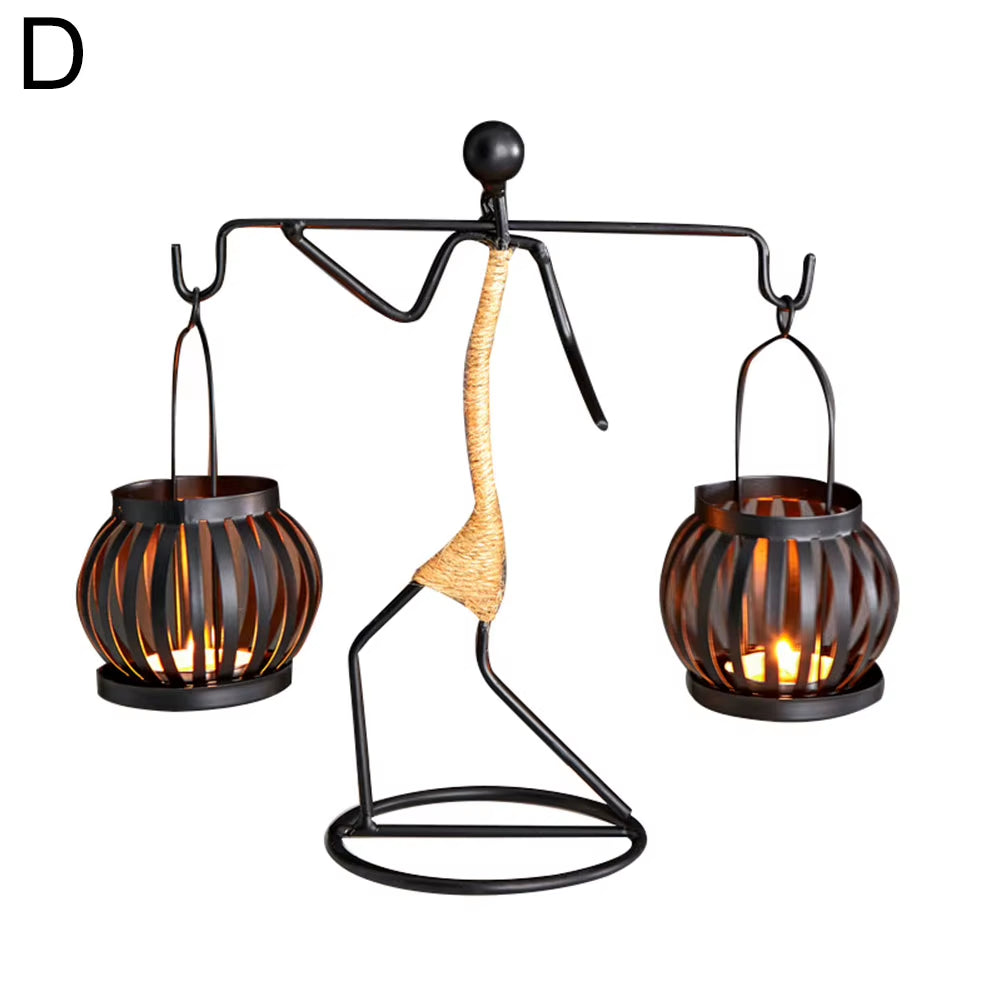 Nordic Metal Candlestick Abstract Character Sculpture Candle Holder Decor Handmade Figurines Home Christmas Decoration Art Gift