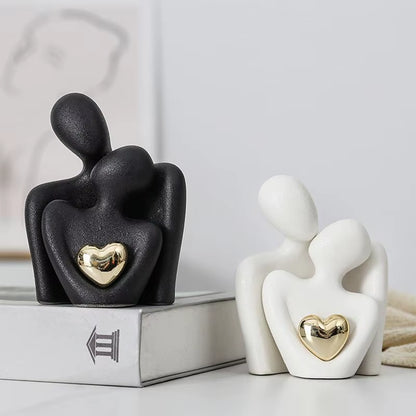 Couple Hugging Figurine Ceramic Couple Statue Abstract Modern Sculpture Love Figurines Art Craft Couple Home Accents