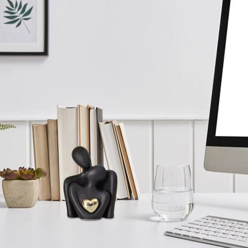 Couple Hugging Figurine Ceramic Couple Statue Abstract Modern Sculpture Love Figurines Art Craft Couple Home Accents