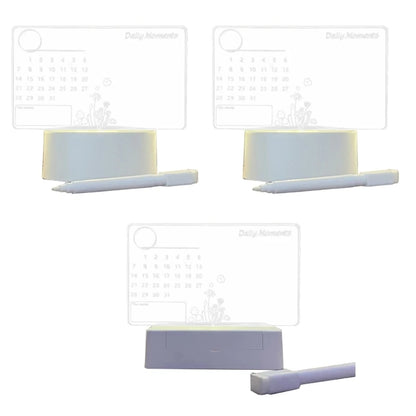 Clear Acrylic Desk Calendar Planner LED Night Light with Stand Erasable Marker Office Calendar Planner