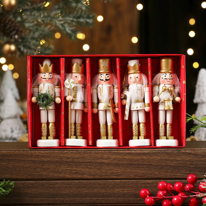3/4/5PCS Christmas Tree Decoration Pecan Soldier Hanging Christmas Wooden Ornament New Year Pecan Soldier New Year Gift Set