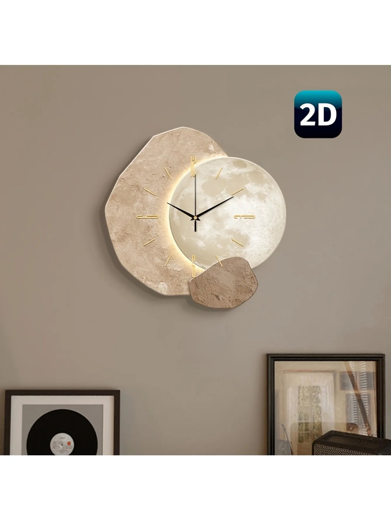 Modern Simple Silent Wall Clock, Moon Phase Design - Quiet Quartz Movement, Wooden Material, Non-Drip Sound, Perfect for Bedroom, Living Room or Office Decoration, Bedroom Wall Clock | Decorative Wall Clock | Wooden Structure Mother'S Day Wedding Decoration Friend Birthday Gift