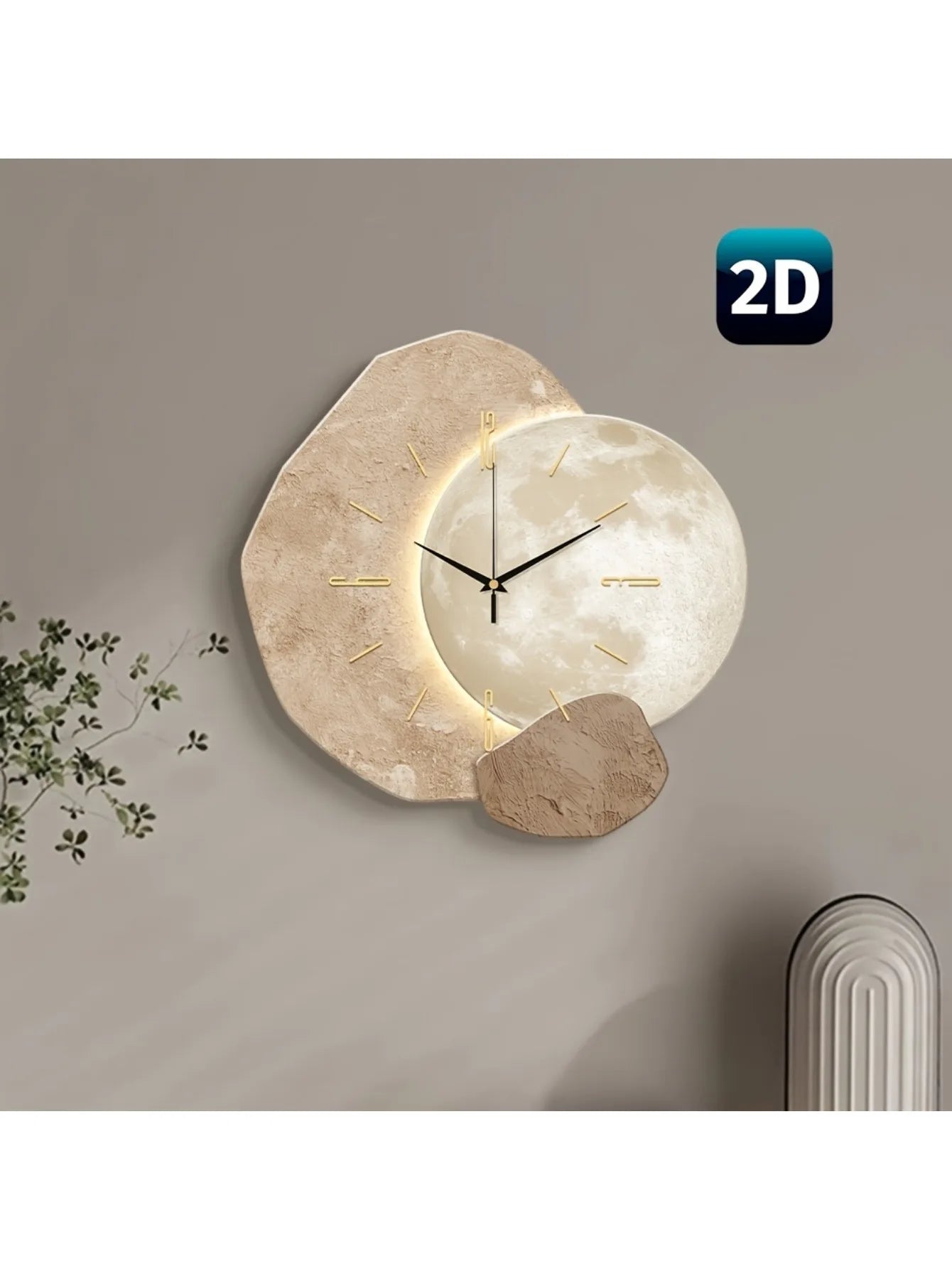 Modern Simple Silent Wall Clock, Moon Phase Design - Quiet Quartz Movement, Wooden Material, Non-Drip Sound, Perfect for Bedroom, Living Room or Office Decoration, Bedroom Wall Clock | Decorative Wall Clock | Wooden Structure Mother'S Day Wedding Decoration Friend Birthday Gift