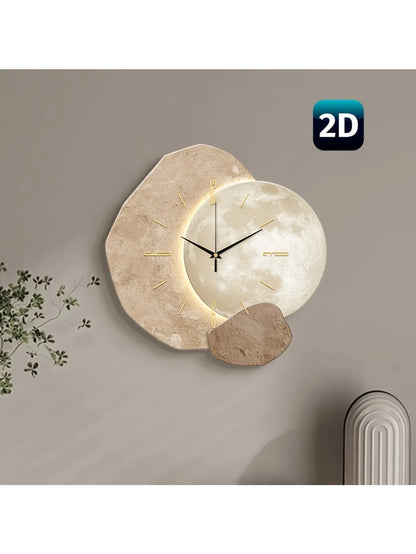 Modern Simple Silent Wall Clock, Moon Phase Design - Quiet Quartz Movement, Wooden Material, Non-Drip Sound, Perfect for Bedroom, Living Room or Office Decoration, Bedroom Wall Clock | Decorative Wall Clock | Wooden Structure Mother'S Day Wedding Decoration Friend Birthday Gift