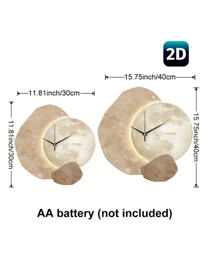 Modern Simple Silent Wall Clock, Moon Phase Design - Quiet Quartz Movement, Wooden Material, Non-Drip Sound, Perfect for Bedroom, Living Room or Office Decoration, Bedroom Wall Clock | Decorative Wall Clock | Wooden Structure Mother'S Day Wedding Decoration Friend Birthday Gift