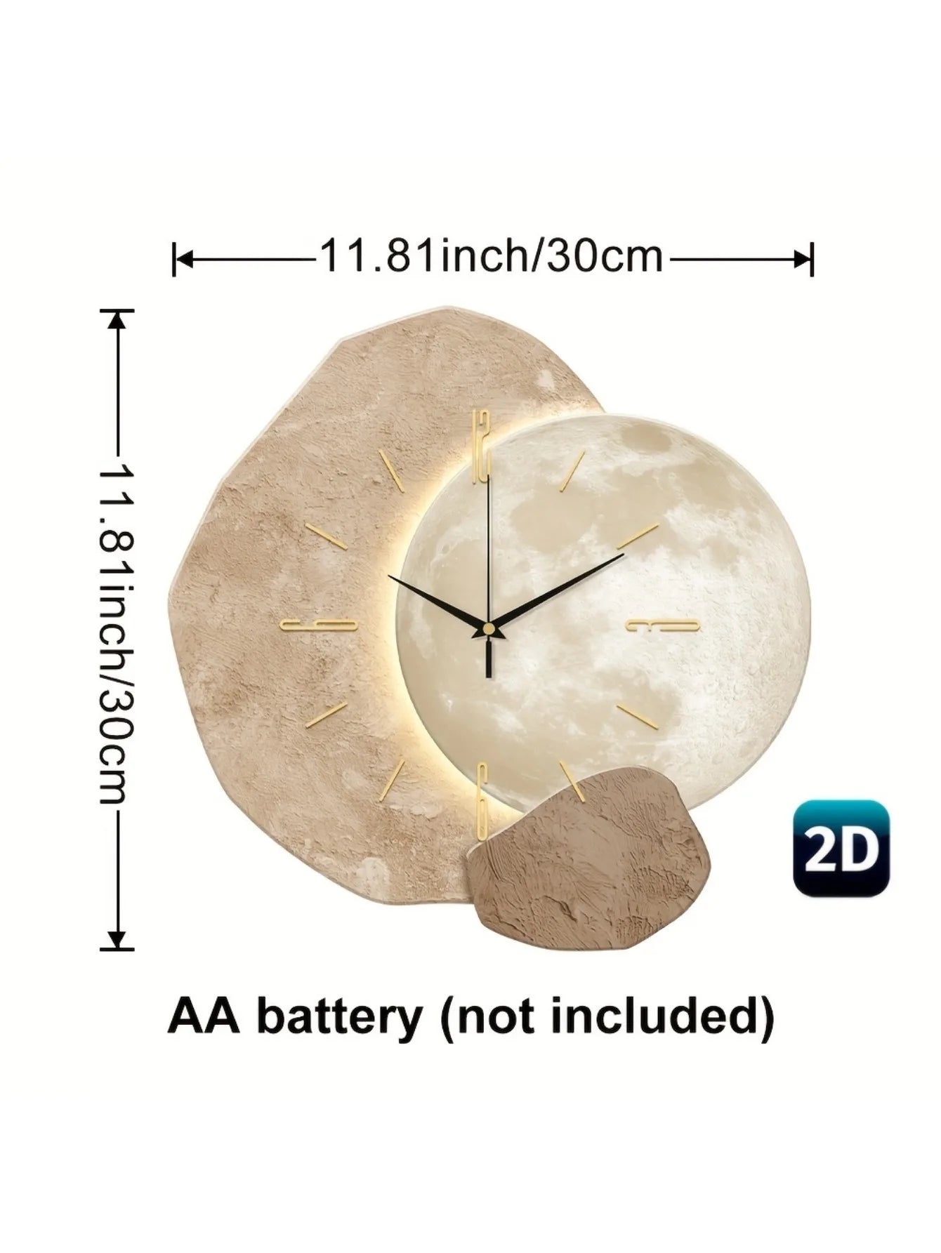 Modern Simple Silent Wall Clock, Moon Phase Design - Quiet Quartz Movement, Wooden Material, Non-Drip Sound, Perfect for Bedroom, Living Room or Office Decoration, Bedroom Wall Clock | Decorative Wall Clock | Wooden Structure Mother'S Day Wedding Decoration Friend Birthday Gift