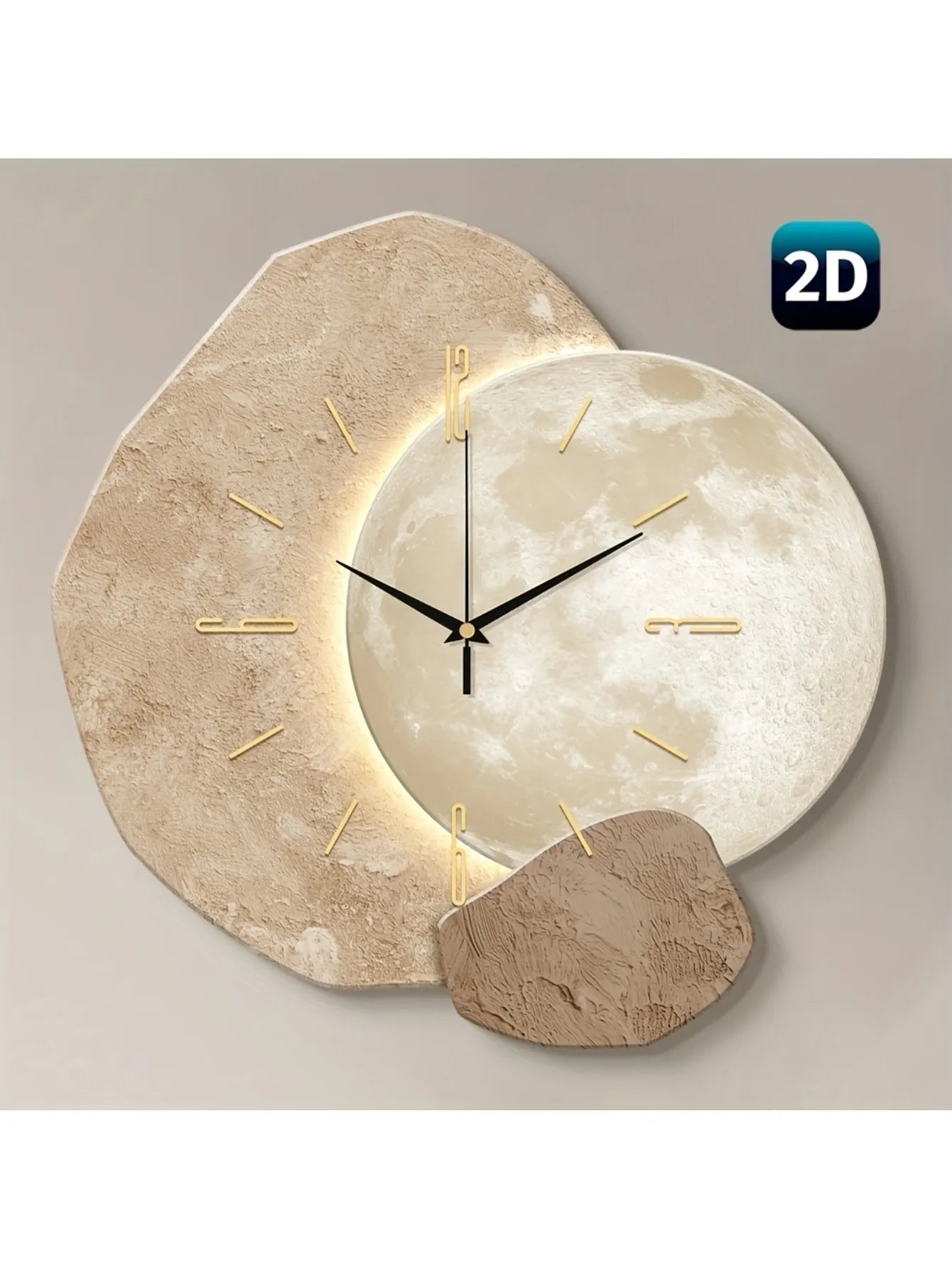 Modern Simple Silent Wall Clock, Moon Phase Design - Quiet Quartz Movement, Wooden Material, Non-Drip Sound, Perfect for Bedroom, Living Room or Office Decoration, Bedroom Wall Clock | Decorative Wall Clock | Wooden Structure Mother'S Day Wedding Decoration Friend Birthday Gift