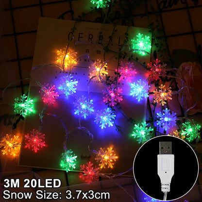 Snowflake LED Light Christmas Decorations for Home Hanging Garland Christmas Tree Decor Ornament 2025 Navidad Xmas Gift New Year