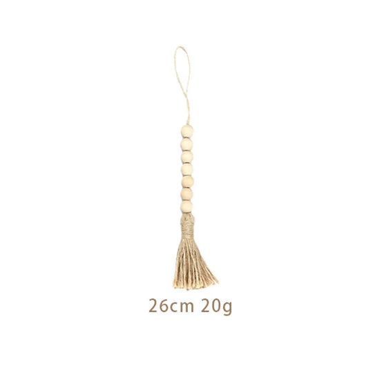 Bohemian Style Wooden Bead Tassels String Handmade Garland Jute Tassels Rustic Bead Ornament for Wall Hanging Decoration Crafts