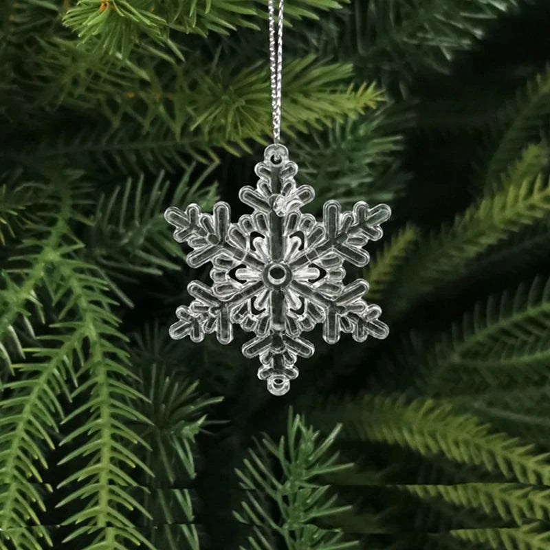 5/10Pcs Christmas Decoration Crystal Snowflake Hanging Xmas Tree Pendant Ornaments for Home Decor Party 2025 New Year Supplies