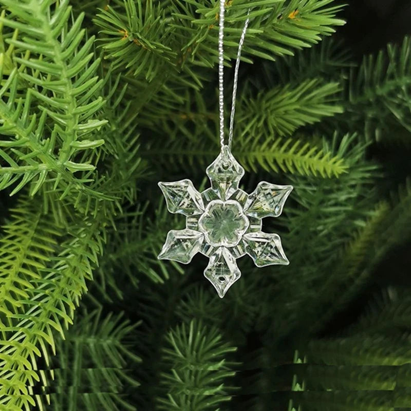 5/10Pcs Christmas Decoration Crystal Snowflake Hanging Xmas Tree Pendant Ornaments for Home Decor Party 2025 New Year Supplies