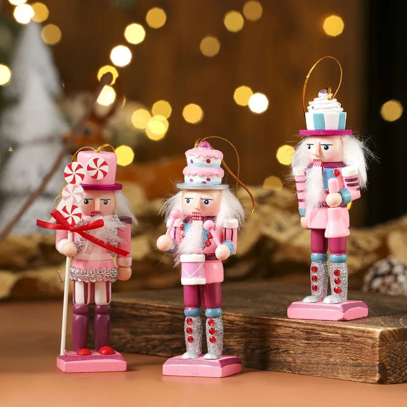 3/4/5PCS Christmas Tree Decoration Pecan Soldier Hanging Christmas Wooden Ornament New Year Pecan Soldier New Year Gift Set