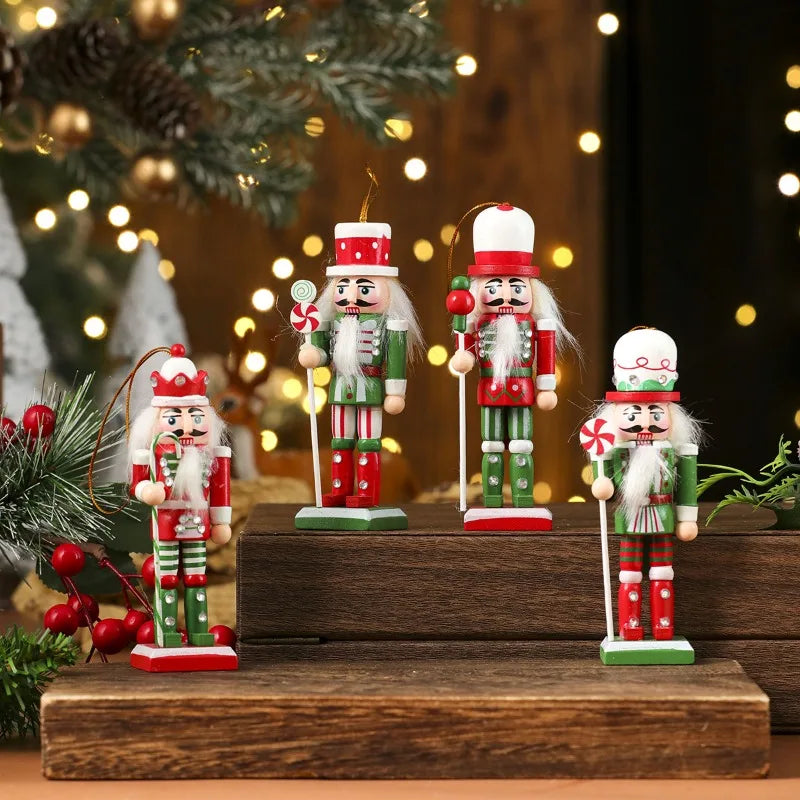 3/4/5PCS Christmas Tree Decoration Pecan Soldier Hanging Christmas Wooden Ornament New Year Pecan Soldier New Year Gift Set