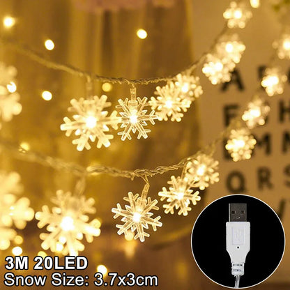 Snowflake LED Light Christmas Decorations for Home Hanging Garland Christmas Tree Decor Ornament 2025 Navidad Xmas Gift New Year