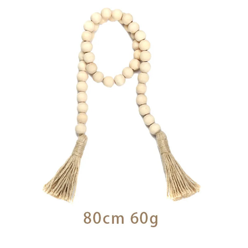 Bohemian Style Wooden Bead Tassels String Handmade Garland Jute Tassels Rustic Bead Ornament for Wall Hanging Decoration Crafts