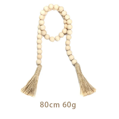 Bohemian Style Wooden Bead Tassels String Handmade Garland Jute Tassels Rustic Bead Ornament for Wall Hanging Decoration Crafts
