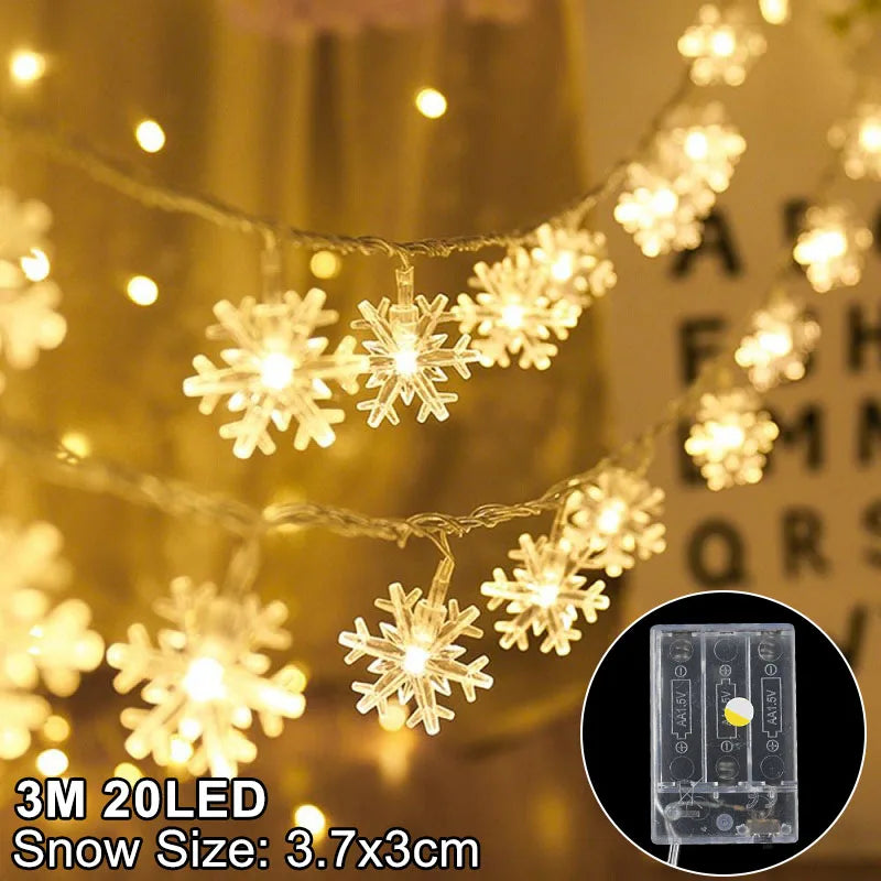 Snowflake LED Light Christmas Decorations for Home Hanging Garland Christmas Tree Decor Ornament 2025 Navidad Xmas Gift New Year