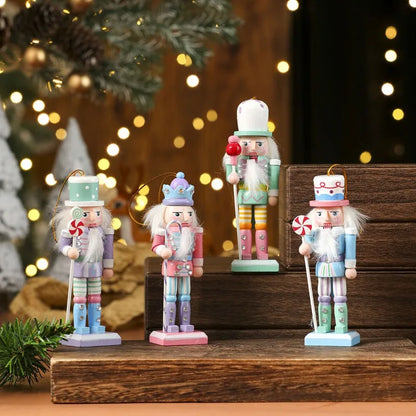 3/4/5PCS Christmas Tree Decoration Pecan Soldier Hanging Christmas Wooden Ornament New Year Pecan Soldier New Year Gift Set