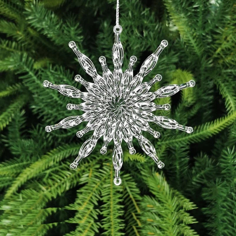 5/10Pcs Christmas Decoration Crystal Snowflake Hanging Xmas Tree Pendant Ornaments for Home Decor Party 2025 New Year Supplies