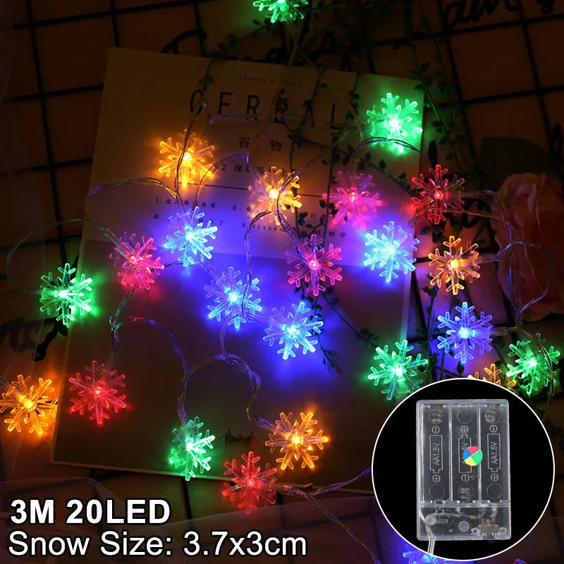 Snowflake LED Light Christmas Decorations for Home Hanging Garland Christmas Tree Decor Ornament 2025 Navidad Xmas Gift New Year