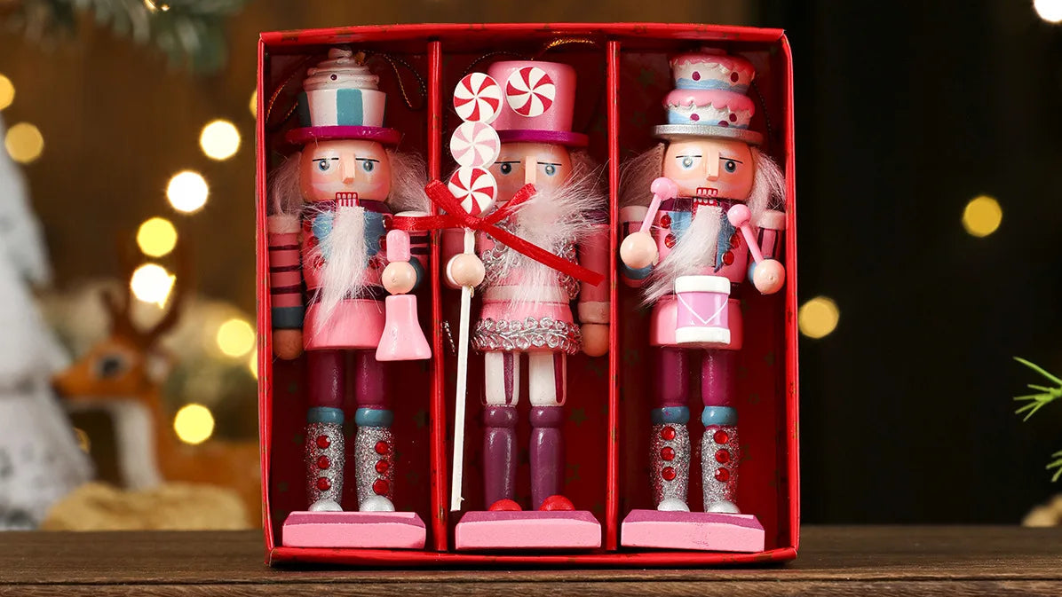 3/4/5PCS Christmas Tree Decoration Pecan Soldier Hanging Christmas Wooden Ornament New Year Pecan Soldier New Year Gift Set