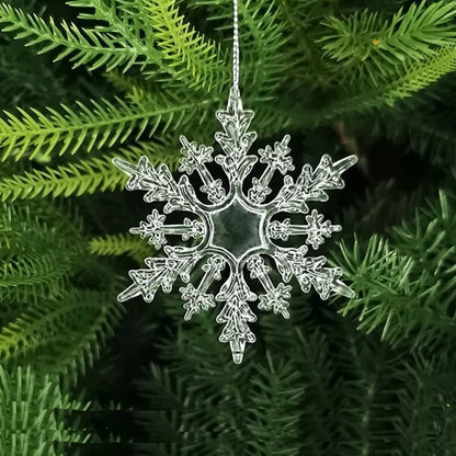 5/10Pcs Christmas Decoration Crystal Snowflake Hanging Xmas Tree Pendant Ornaments for Home Decor Party 2025 New Year Supplies