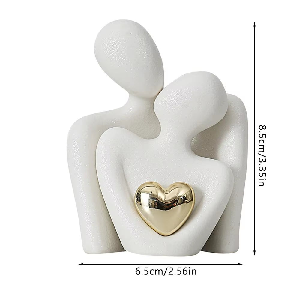 Couple Hugging Figurine Ceramic Couple Statue Abstract Modern Sculpture Love Figurines Art Craft Couple Home Accents