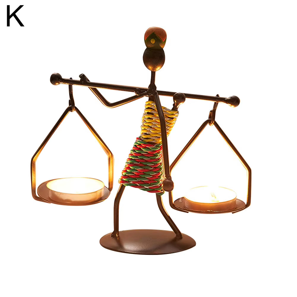 Nordic Metal Candlestick Abstract Character Sculpture Candle Holder Decor Handmade Figurines Home Christmas Decoration Art Gift