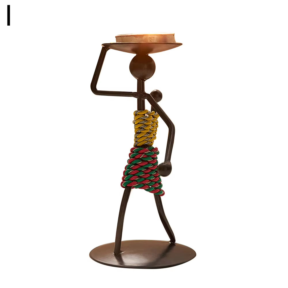Nordic Metal Candlestick Abstract Character Sculpture Candle Holder Decor Handmade Figurines Home Christmas Decoration Art Gift