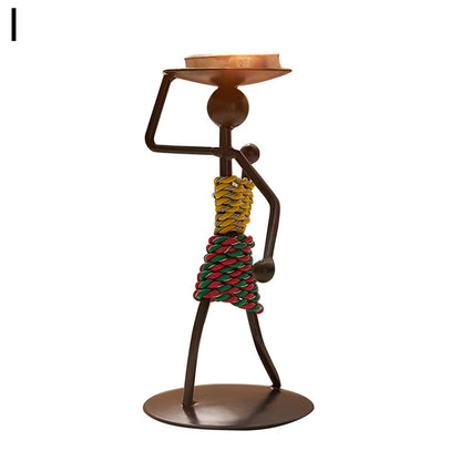 Nordic Metal Candlestick Abstract Character Sculpture Candle Holder Decor Handmade Figurines Home Christmas Decoration Art Gift