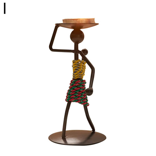 Nordic Metal Candlestick Abstract Character Sculpture Candle Holder Decor Handmade Figurines Home Christmas Decoration Art Gift