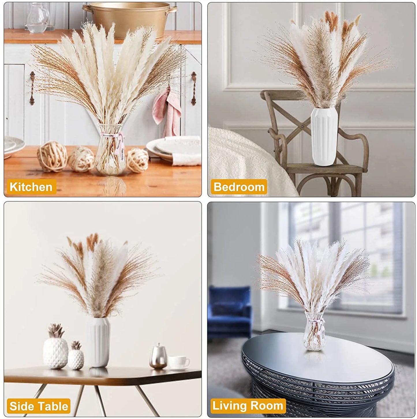 85 Pcs Natural Dried Pampas Grass Boho Home Decor Dried Flowers for Wedding Floral Arrangements Wall Bathroom Décor Spring Decor