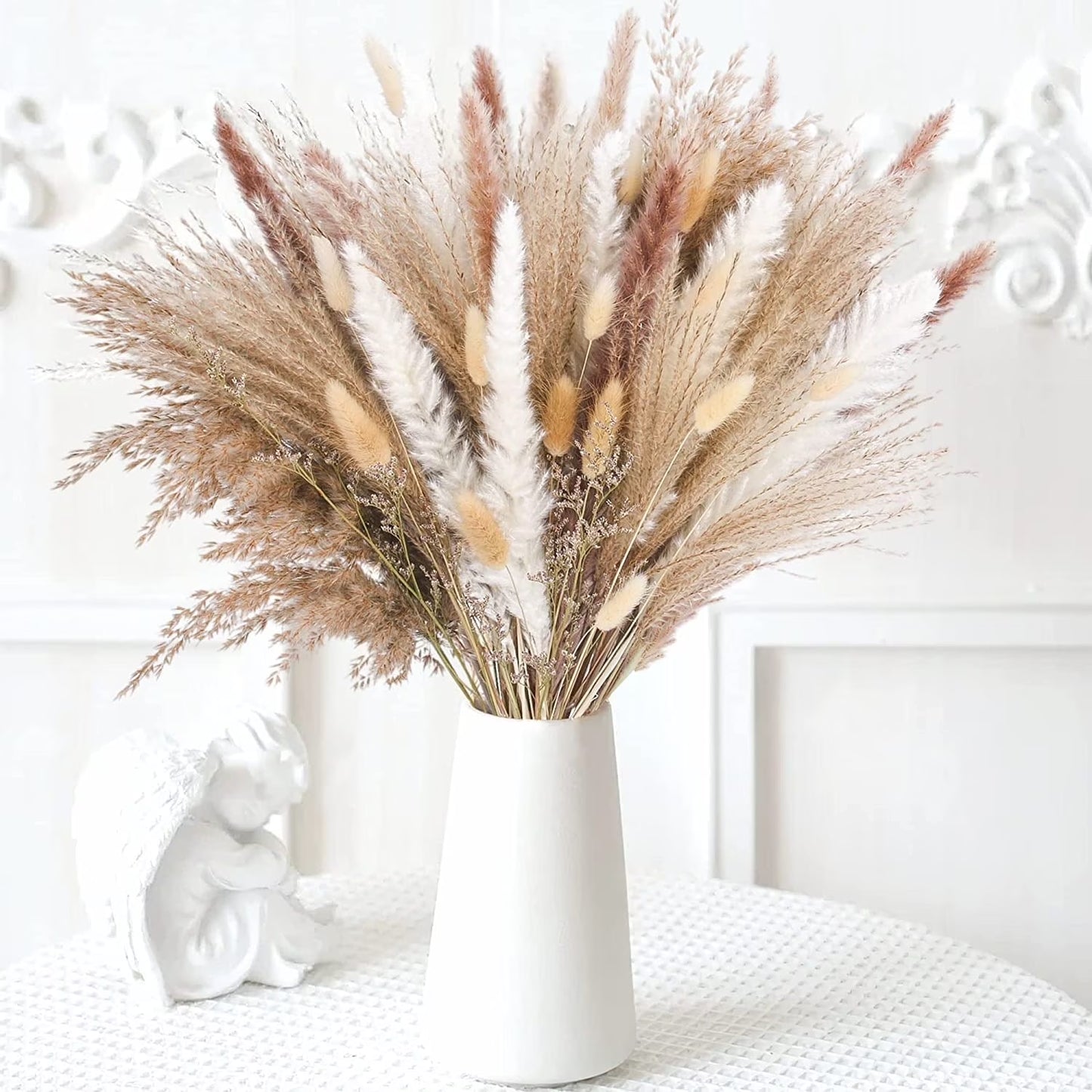 85 Pcs Natural Dried Pampas Grass Boho Home Decor Dried Flowers for Wedding Floral Arrangements Wall Bathroom Décor Spring Decor