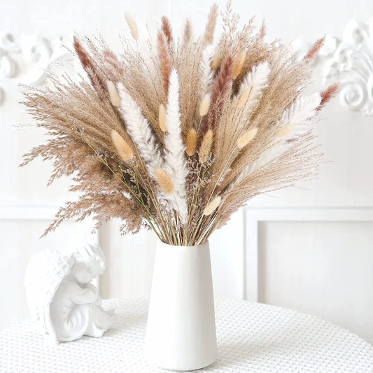 85 Pcs Natural Dried Pampas Grass Boho Home Decor Dried Flowers for Wedding Floral Arrangements Wall Bathroom Décor Spring Decor