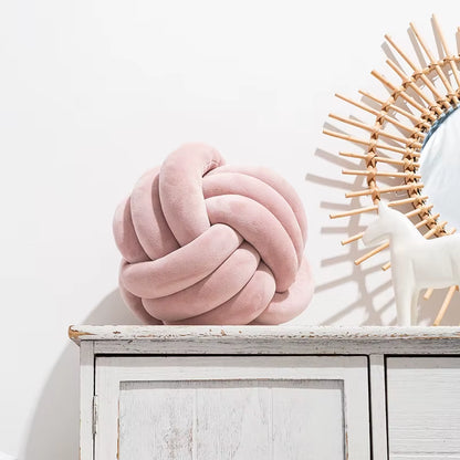 Art Decor Knot Ball Throw Pillow Handmade Soft Velvet Big Cushion Modern & Cozy Decorative Christmas Cushion for Home Sofa White