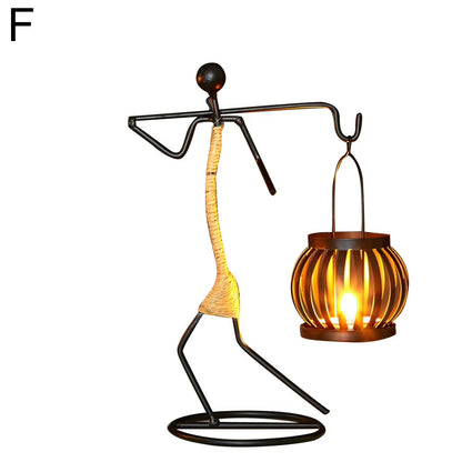 Nordic Metal Candlestick Abstract Character Sculpture Candle Holder Decor Handmade Figurines Home Christmas Decoration Art Gift