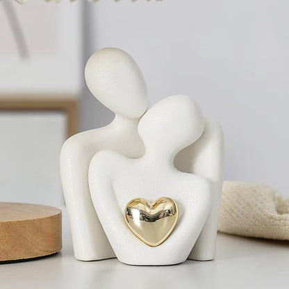 Couple Hugging Figurine Ceramic Couple Statue Abstract Modern Sculpture Love Figurines Art Craft Couple Home Accents
