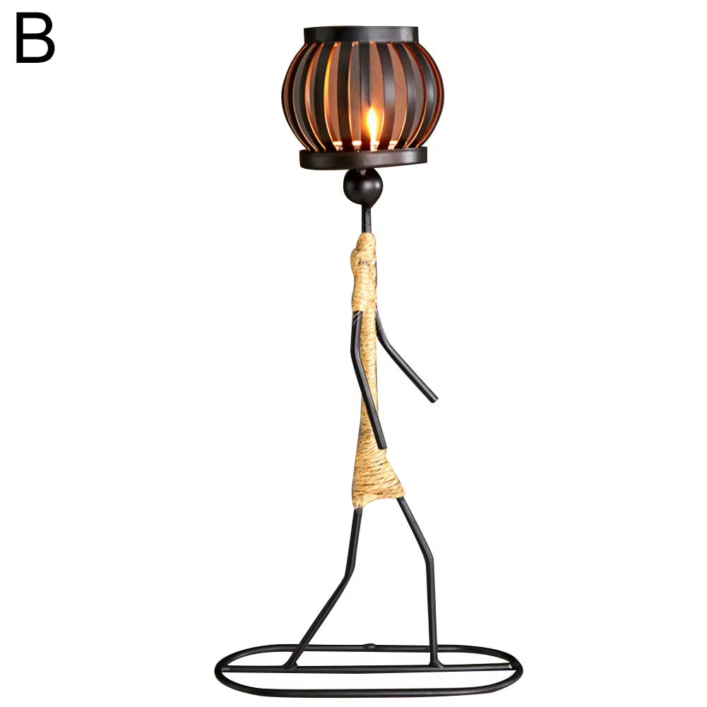 Nordic Metal Candlestick Abstract Character Sculpture Candle Holder Decor Handmade Figurines Home Christmas Decoration Art Gift